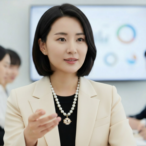 천연 진주목걸이-화이트 코스모스